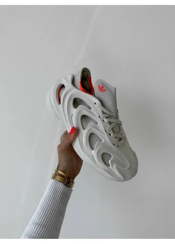 Белые летние кроссовки adidas adifom quake white orange адидас адифом No Brand