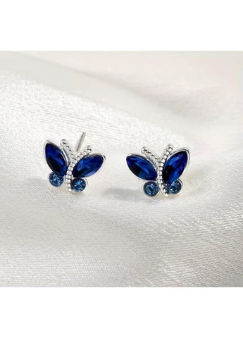 Серьги с синими бабочками, серьги с камешками, серьги с бабочками, серьги с синими камешками, серьги с камешками Fashion Jewelry (367729546)