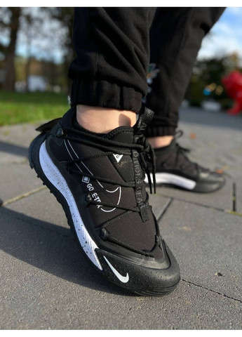Черные демисезонные кроссовки мужские nike acg mountain fly low black white gore tex termo найк асж маунс флай No Brand