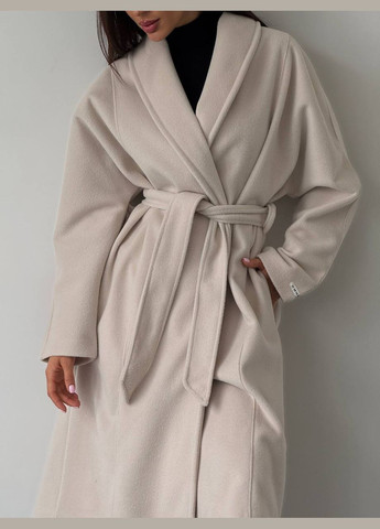 Светло-бежевое демисезонное Кашемировое оверсайз пальто без подкладки. оверсайз Vakko