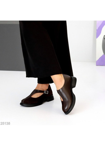 Helen Натуральні туфлі в оригінальному дизайні коричневий з натуральна замша, натуральна шкіра, україна — (355067572)