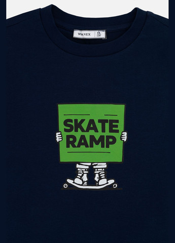 Темно-синяя летняя футболка с коротким рукавом для мальчика цвет темно-синий цб-00268906 Wanex