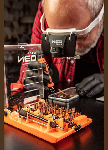 Збільшувальні лінзи з набором діоптрій 1x, 1.5 x, 2x, 2.5 x, 3.5х та підсвічуванням 2xLED, 5 лінз (06-130) Neo Tools (315402940)