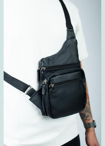 Сумка-слинг из натуральной кожи, сумка через плечо мужская SL017 (Черная) SKILL (324216475)