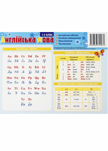 Картонка-підказка. Англійська мова. 1-2 класи 20*15 см 66440 9789666799961 РАНОК (301411456)