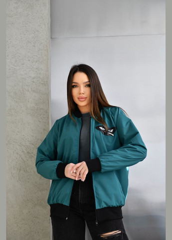 Зелена женская куртка бомбер цвет морская волна р.48/50 450749 New Trend