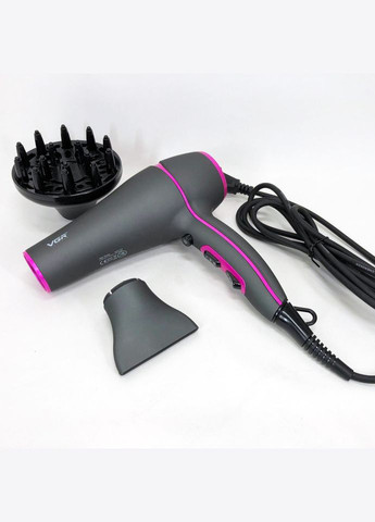 Професійний потужний фен з насадками V-402 з концентратором та дифузором для сушіння та укладання волосся VGR (364665469)