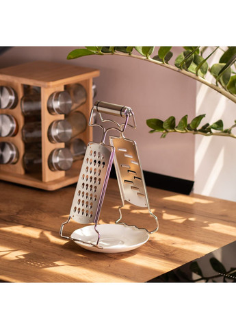 Терка кухонна з нержавіючої сталі 9×4×24 (см) ручна двостороння терка для овочів Ding Lanfang (370706420)