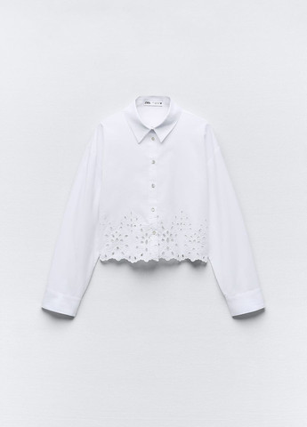 Белая праздничный рубашка с цветами Zara