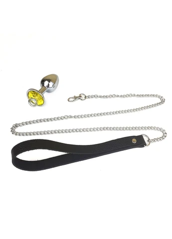 Металева анальна пробка Metal Anal Plug with Leash size S з повідцем Art of Sex (382547523)