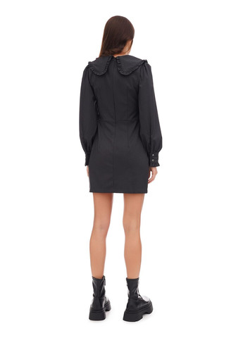 Темно-серое праздничный, повседневный, вечернее, деловое, кэжуал мини платье с воротничком El'dress