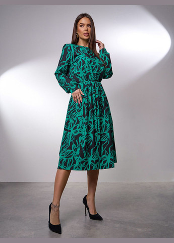 Зелена повсякденний сукні а-силует ISSA PLUS з квітковим принтом