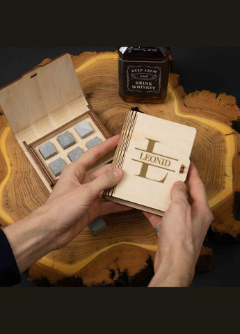 Камені для віскі "Ініціал" персоналізовані 6 штук у подарунковій коробці (BD-WHROCKS-11) BeriDari (293509239)