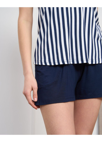 Темно-синя віскозний комплект майка та шортики Nicoletta