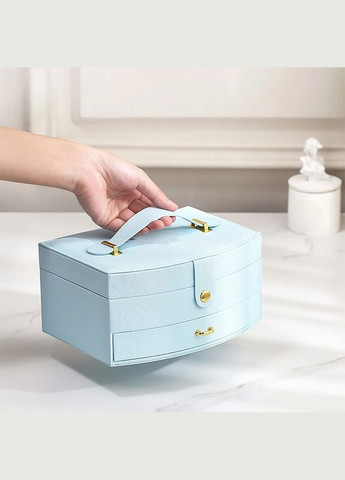 Шкатулка SP-01245 Blue для украшений и ювелирных изделий двохуровневая с зеркалом и ручкой 9шт Casegrace (352011243)