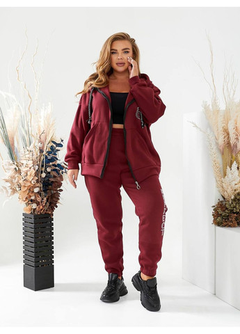 Теплый женский костюм на флисе цвет бордо New Trend (304649707)
