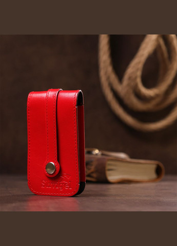Компактная кожаная ключница с хлястиком 13987 Красная Shvigel (298568555)