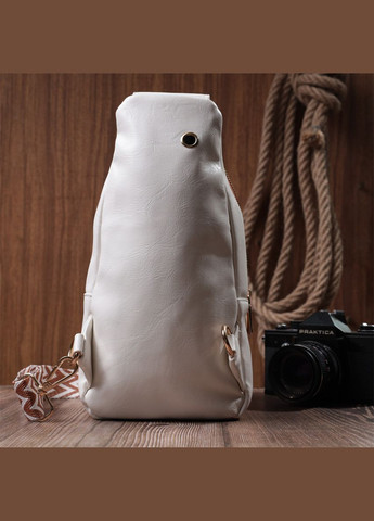 Зручна жіноча слінг сумка через плече з екошкіри 22752 Білий Vintage (329151025)