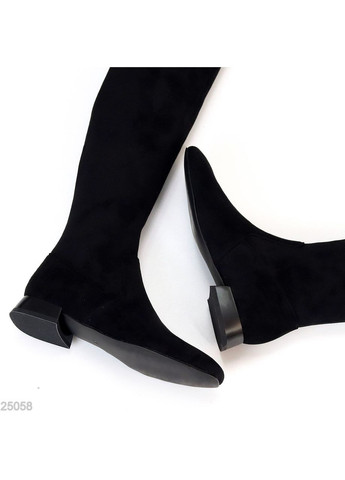 Чорні демісезонні ботфорти Vitro з еластичної еко-замші, каблук 2,5 см No Brand (350612935)
