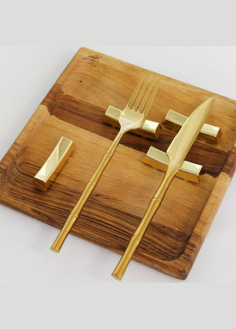 Набор прямоугольных золотых подставок и палочек для суши золото с белой ручкой для дома. REMY-DECOR (293152684)