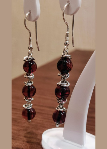 Сережки 2491 з натурального бурштину відтінок темна вишня MINOV (311310495)