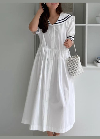 Білий біла сукня з коміром 111201 No Brand