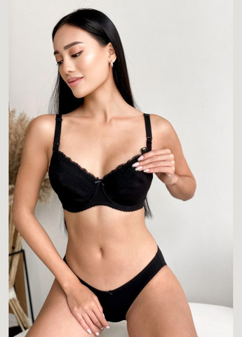 Чёрный брасьер бюстгальтер для мам Мамин Дім с косточками