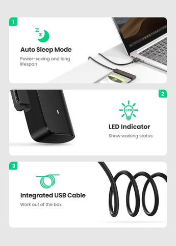 Переходник CM321 с USB 3.0 на SATA для дисков HDD, SSD 2.5' (70609) Ugreen (300523757)