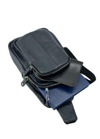 Стильная мужская сумка-слинг нагрудная из натуральной кожи на молнии, синий LQ 815550 (280931053)