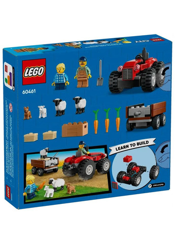 Конструктор City Красный фермерский трактор с прицепом и овцами, 116 деталей () Lego 60461 (328401584)