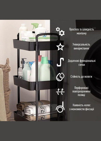 Этажерка мобильная пятиярусная универсальная пластиковая черная 41х25х127см SW-00002109 Sticker Wall (299315732)