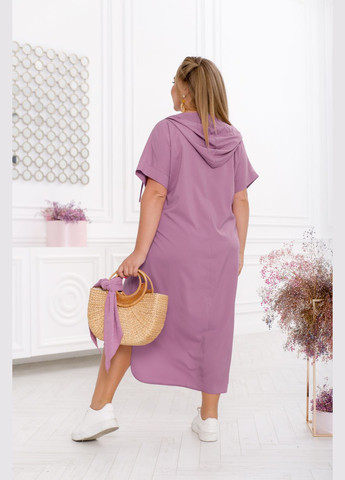 Розово-лиловое повседневный свободное платье платье-худи No Brand однотонное