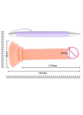 Гибкий мини фаллос на присоске - 13,7*2,3 см - Телесный No Brand (335862549)