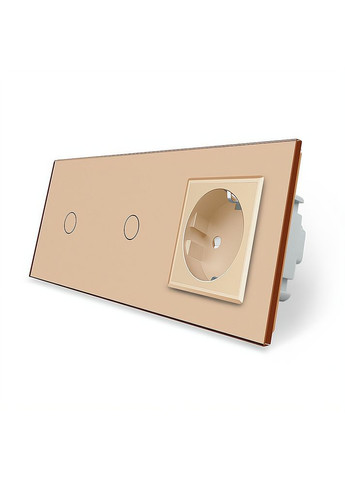 Умный сенсорный ZigBee выключатель 2 сенсора (1-1) 1 розетка золото стекло (VL-C701Z/C701Z/C7C1EU-13) Livolo (371260583)