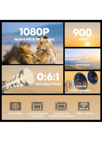 Мультимедийный смарт проектор c автофокусом Magcubic HY450C 1080P 2/32 Гб 900 ANSI Android 11 No Brand (359502530)