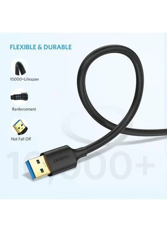 Кабель US128 USB 3.0 A Male to Male Cable 1m чорний (10370) Ugreen (388779169)