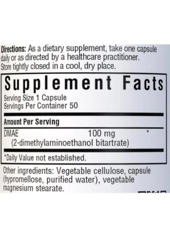 DMAE 100 mg 50 Veg Caps Bluebonnet Nutrition (294058471)
