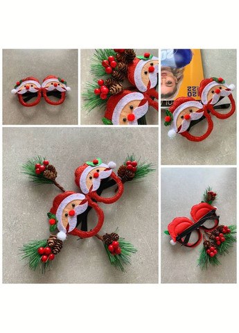 Набір новорічних окулярів, 5 шт. (ялинки, сніжинки, Санта Клаус, шапка новорічна, банти), для святкової вечірки No Brand (315719916)