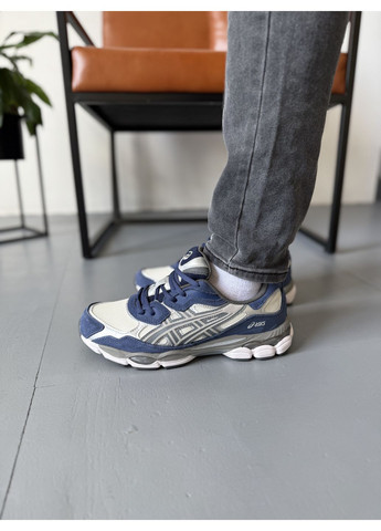 КРОСІВКИ ЖІНОЧІ ASICS GEL-NYC WHITE BLUE АСІКС ГЕЛЬ НЮК No Brand білі демісезони (368868608)