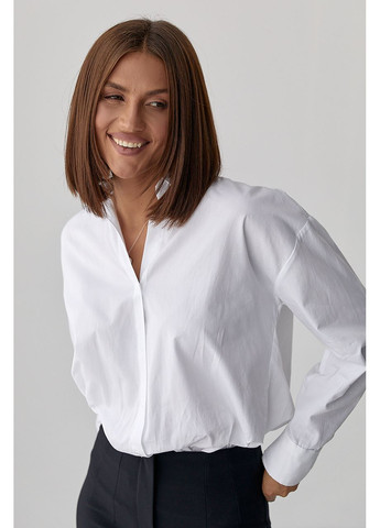 Белая праздничный, повседневный, вечерний, классическая, кэжуал рубашка однотонная No Brand с длинным рукавом