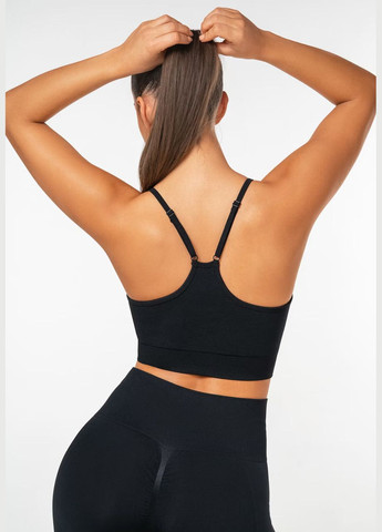 Топ для фитнеса и йоги с пуш-ап эффектом черного цвета, размер L Trends (330757825)