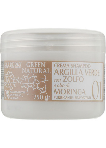 Крем-шампунь із зеленою глиною, біосіркою й олією моринги Green Natural Cream-Shampoo 250g (793611-72570) Alan Jey (368645023)