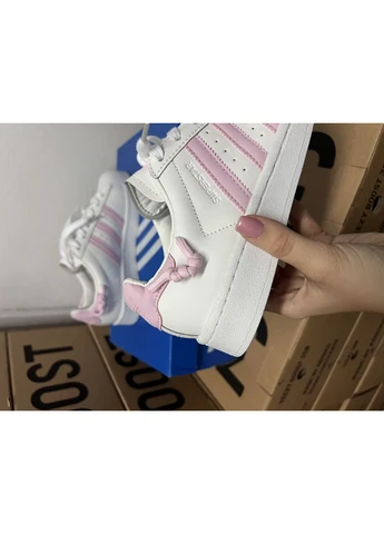 КРОССОВКИ ЖЕНСКИЕ ADIDAS SUPERSTAR WHITE PINK АДИДАС СУПЕРСТАР БЕЛЫЕ No Brand белые демисезоны (391005411)