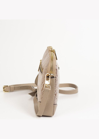 Маленькая женская кожаная сумка клатч 2030-011 лаковая бежевая Karya (334879409)