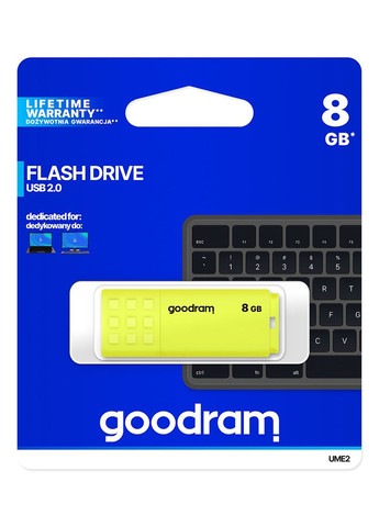 Флеш-накопитель USB2.0 8GB UME2 Yellow (UME2-0080Y0R11) Goodram (354725901)