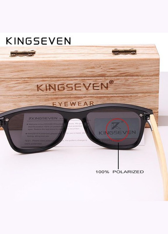 Солнцезащитные очки Wayfarer в цельной оправе и деревянными дужками H5504 Bamboo DESIGN KINGSEVEN (299332630)