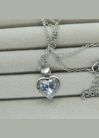 Кулон жіночий з ланцюжком Вічне серце води кулон сріблястий з білим каменем мед срібло Liresmina Jewelry (292256570)