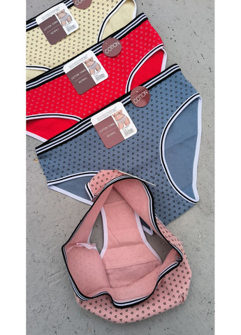 Набор 4 шт хлопковые трусики слипы в рубчик с сердечками микс цветов No Brand (373019210)