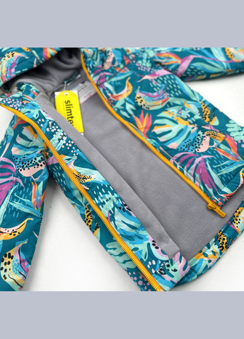 Бирюзовая демисезонная куртка на слимтексе и микрофлисе принт демисезонный 1jac-fl-p-84-12242 Marakas