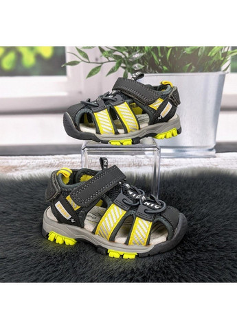 Серые повседневные босоножки детские сандалии для мальчика Kimboo на липучке